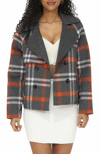 Belle & Bloom I'm Yours Plaid Wool Blend Peacoat