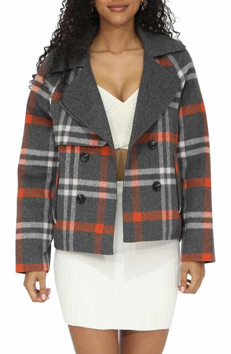 Belle & Bloom I'm Yours Plaid Wool Blend Peacoat