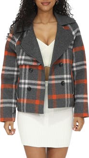 Belle & Bloom I'm Yours Plaid Wool Blend Peacoat