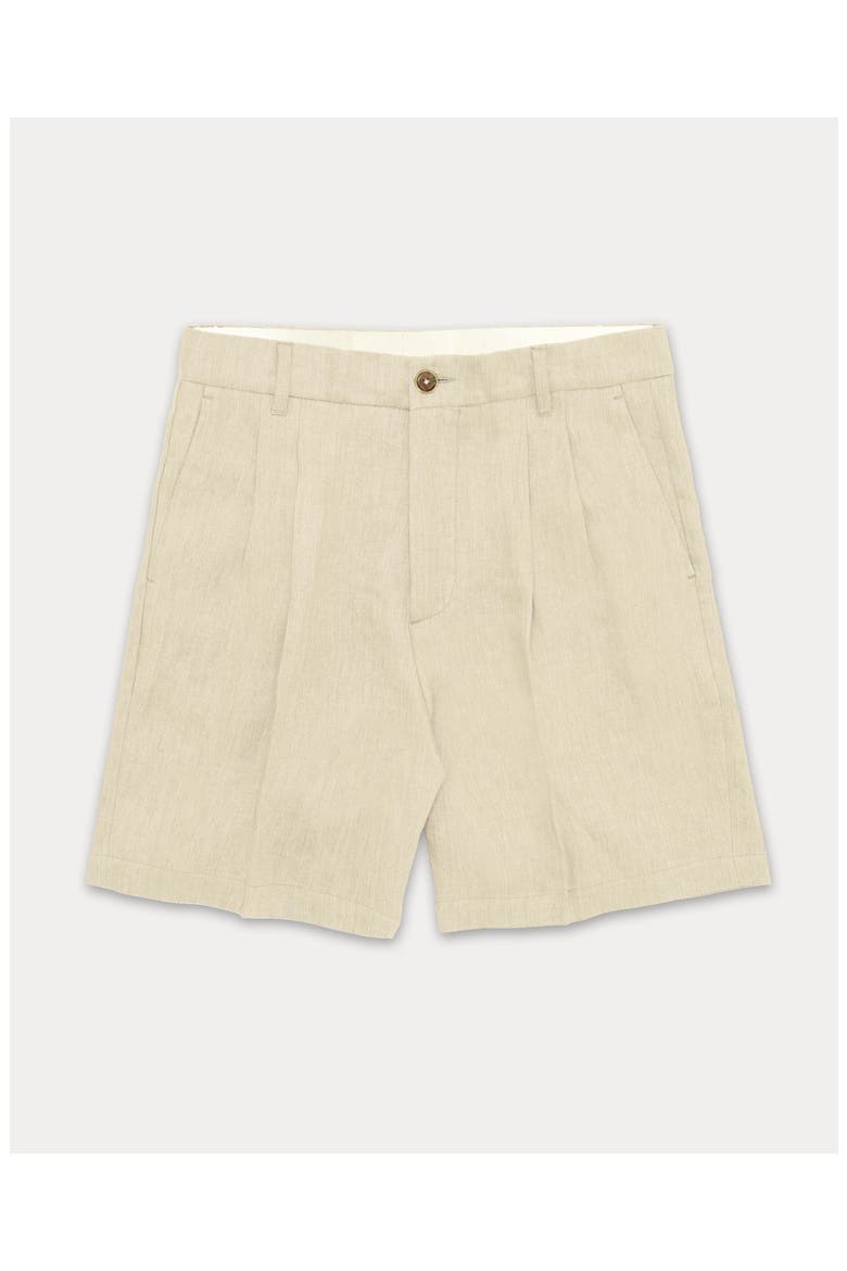 Beachshort Pleated Linen Shorts, Main, color, Cream