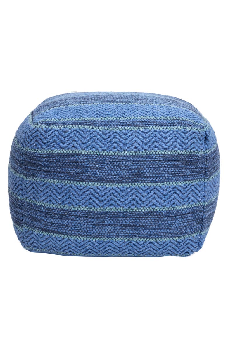 Northlight Striped Woven Cotton Square Pouf - 14" - Blue, Main, color, Blue
