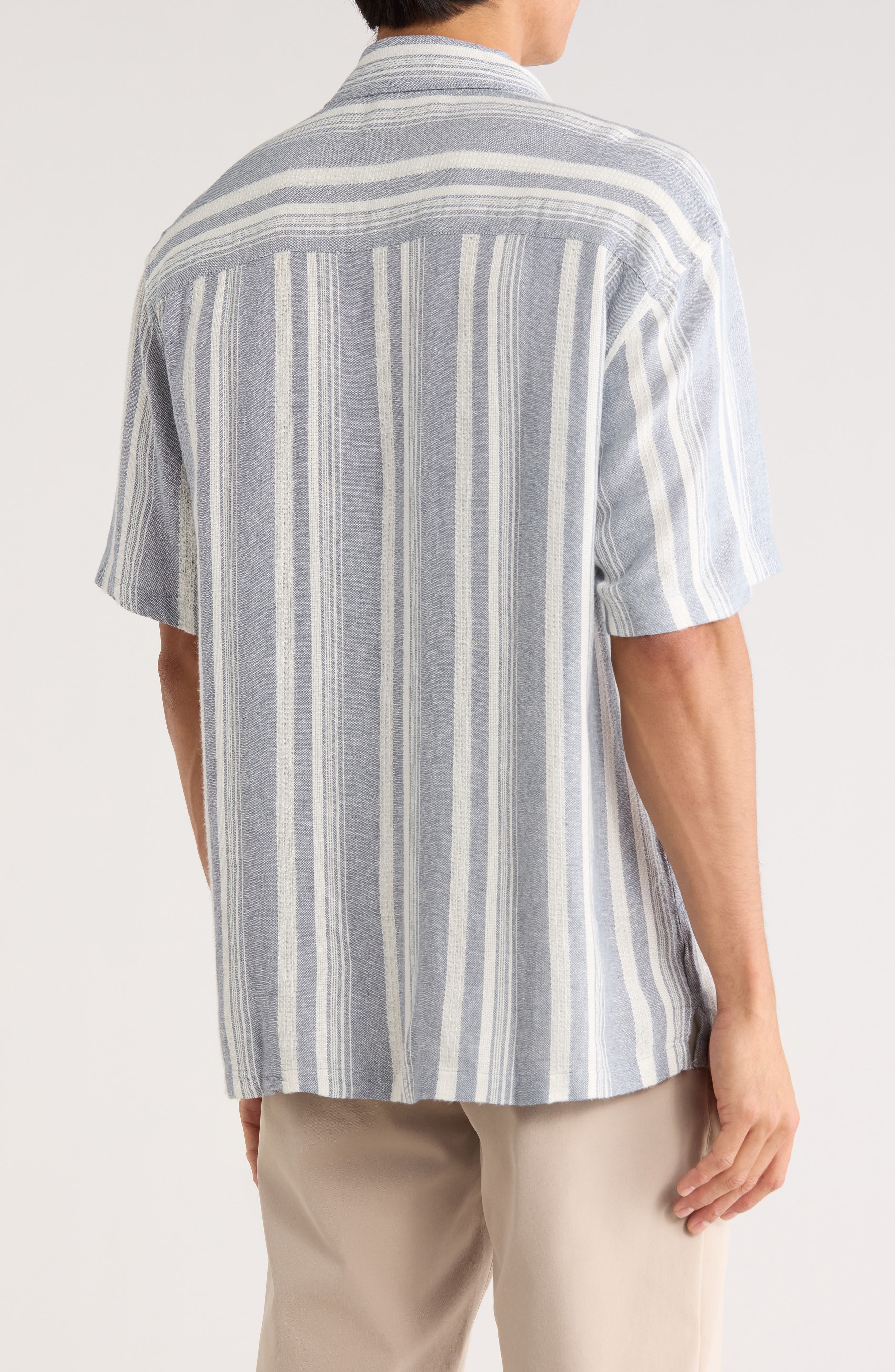 Relaxed Fit Stripe Textured Camp Shirt - image 2