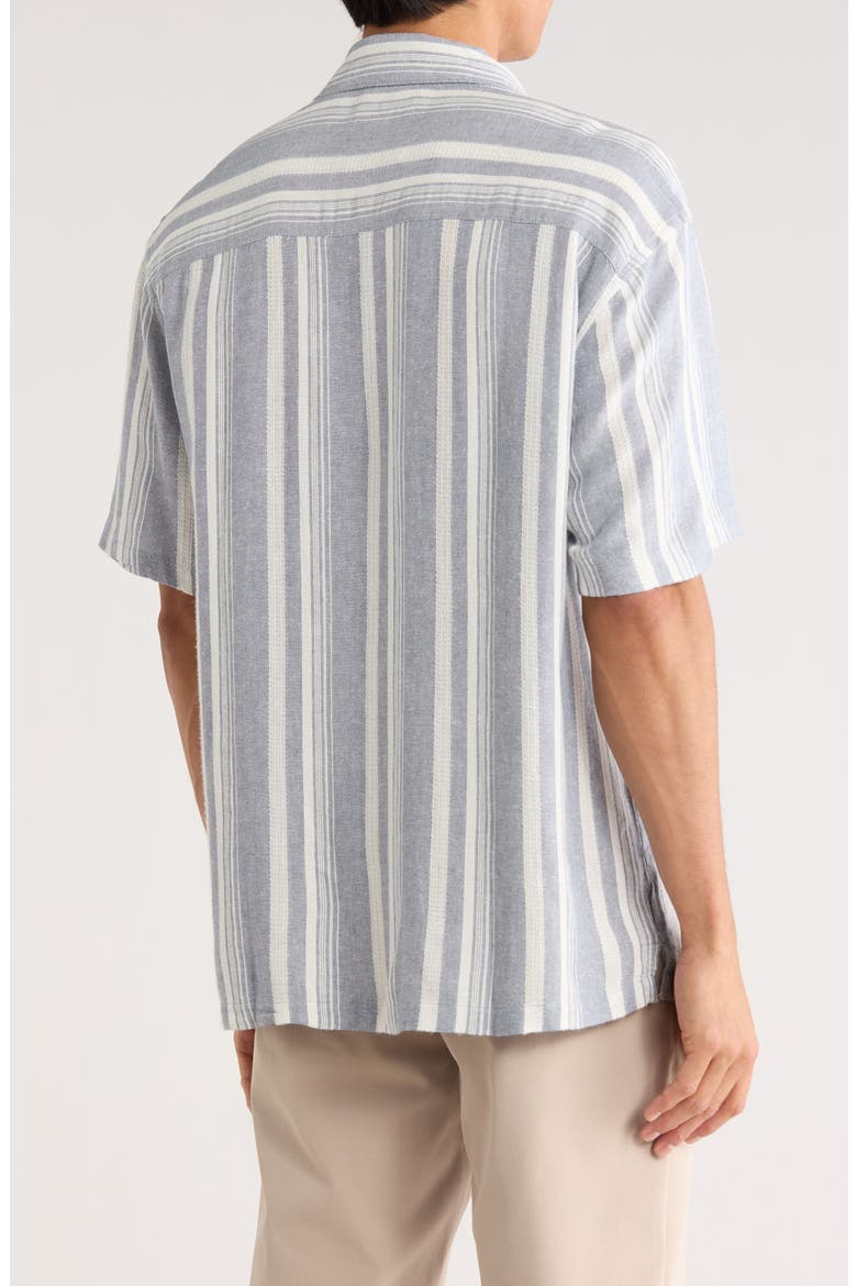 Relaxed Fit Stripe Textured Camp Shirt, Alternate, color, BLUE