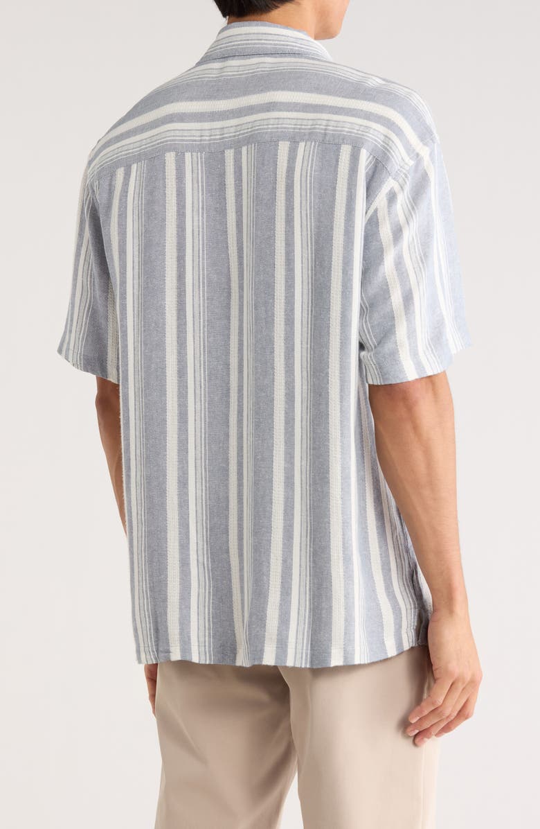 Cactus Man Relaxed Fit Stripe Textured Camp Shirt, Alternate, color, Blue