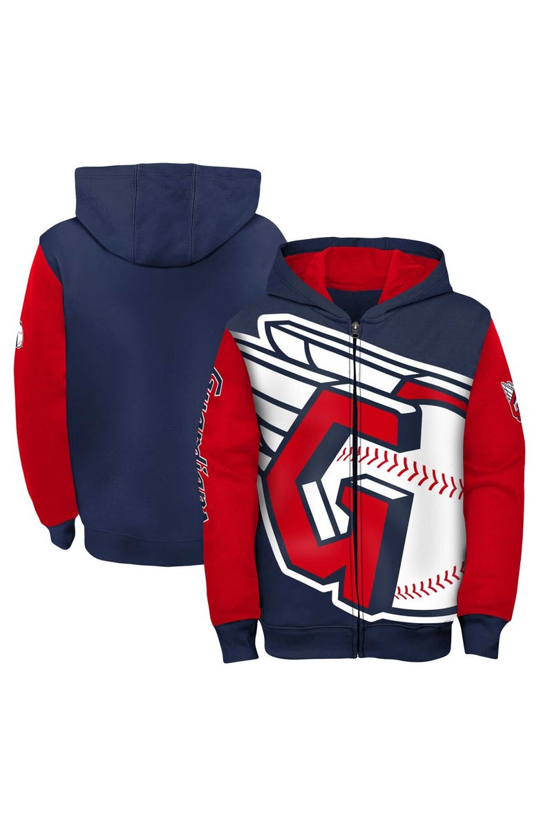 Outerstuff Youth Fanatics Branded Navy/Red Cleveland Guardians Postcard Full-Zip Hoodie Jacket, Main, color,