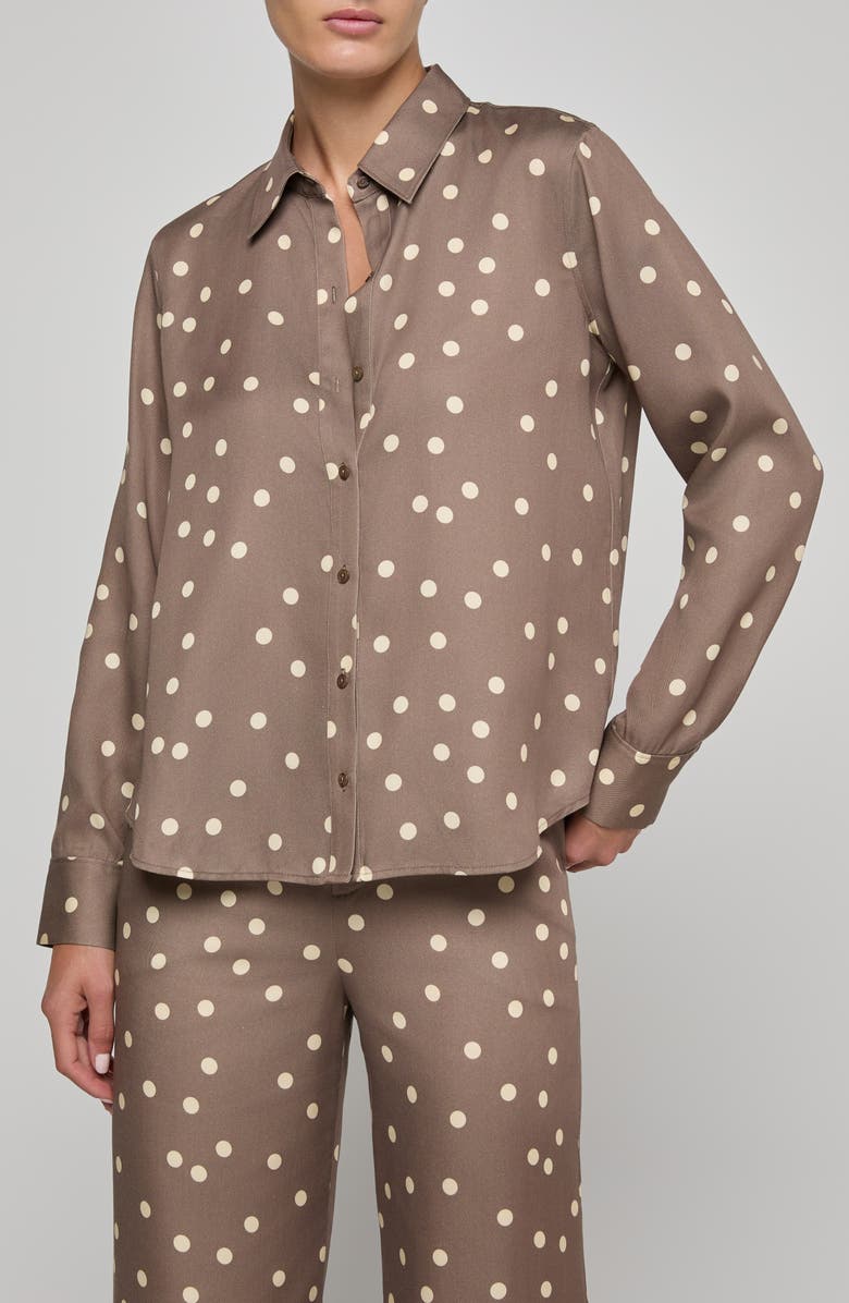 L'AGENCE Ellery Polka Dot Button-Up Shirt, Alternate, color, Cardamom/ Ecru Polka Dot