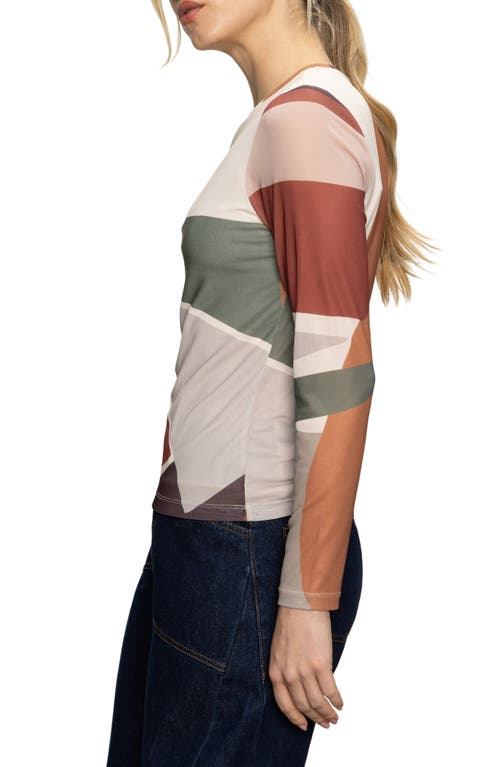 Sanctuary Floral Print Long Sleeve Mesh Top In Multi
