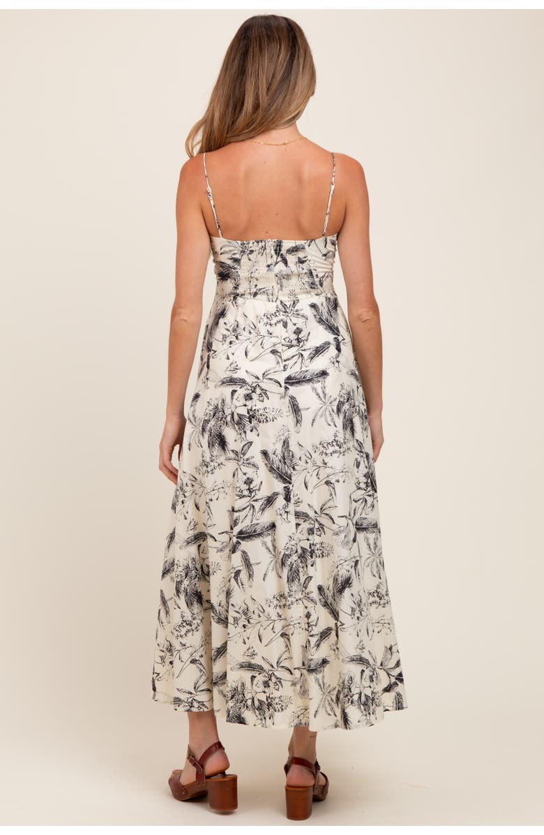 PinkBlush Spaghetti Strap Printed A-Line Midi Dress, Alternate, color, Cream