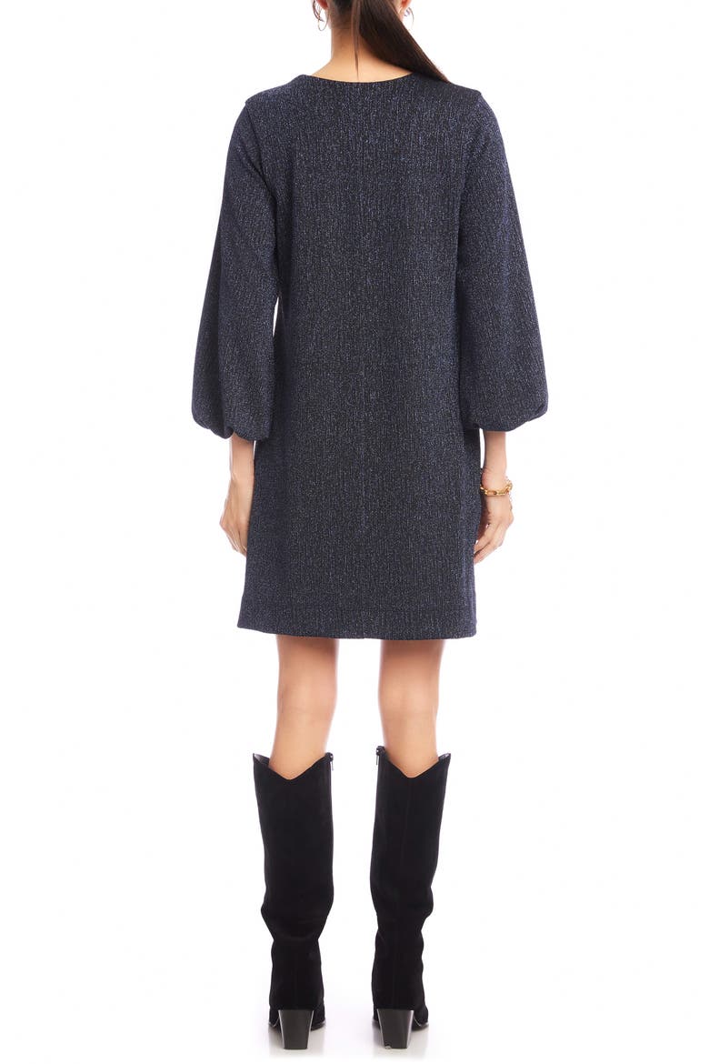 Metallic Long Sleeve Minidress, Alternate, color, NAVY