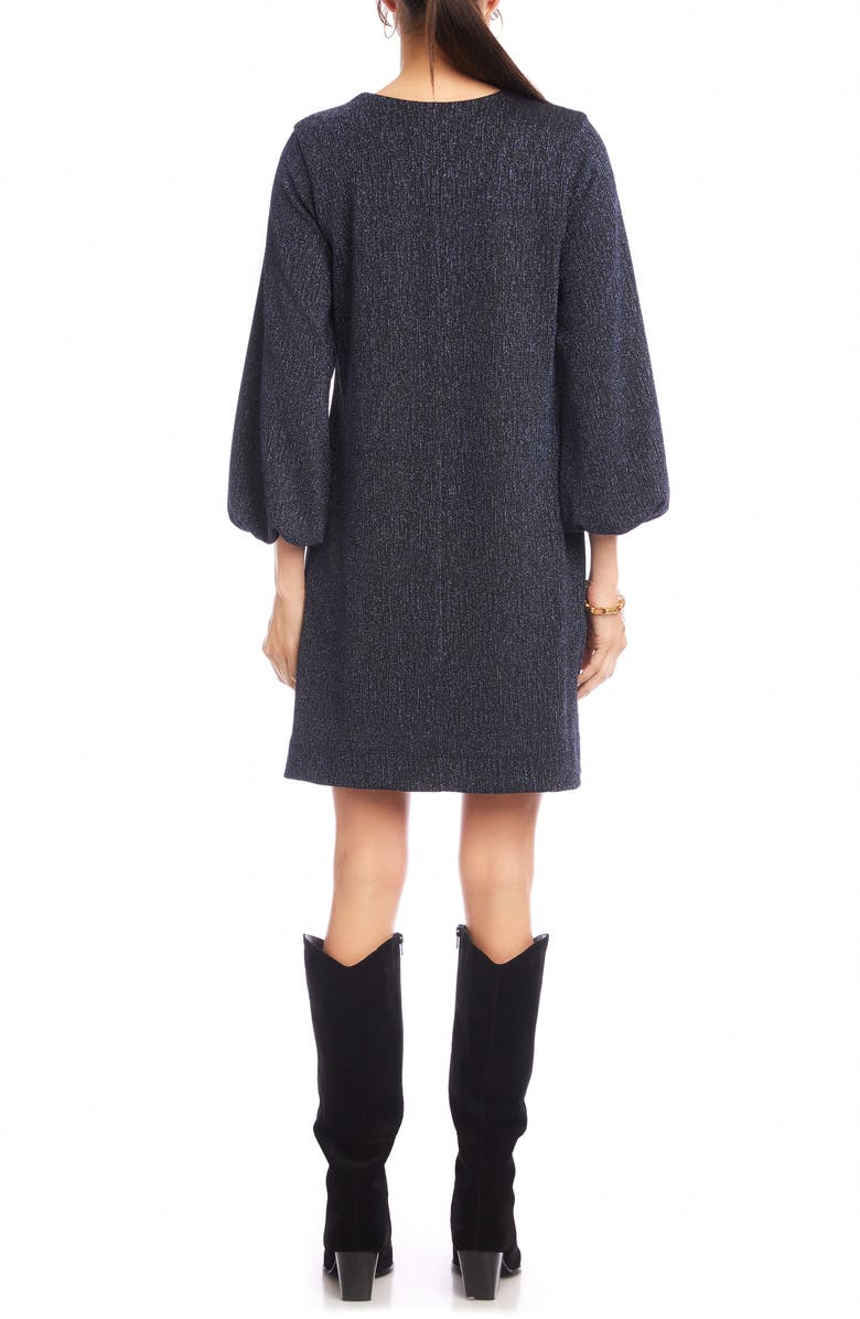 Karen Kane Metallic Long Sleeve Minidress, Alternate, color, Navy