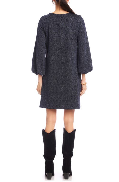 Karen Kane Metallic Long Sleeve Minidress In Blue