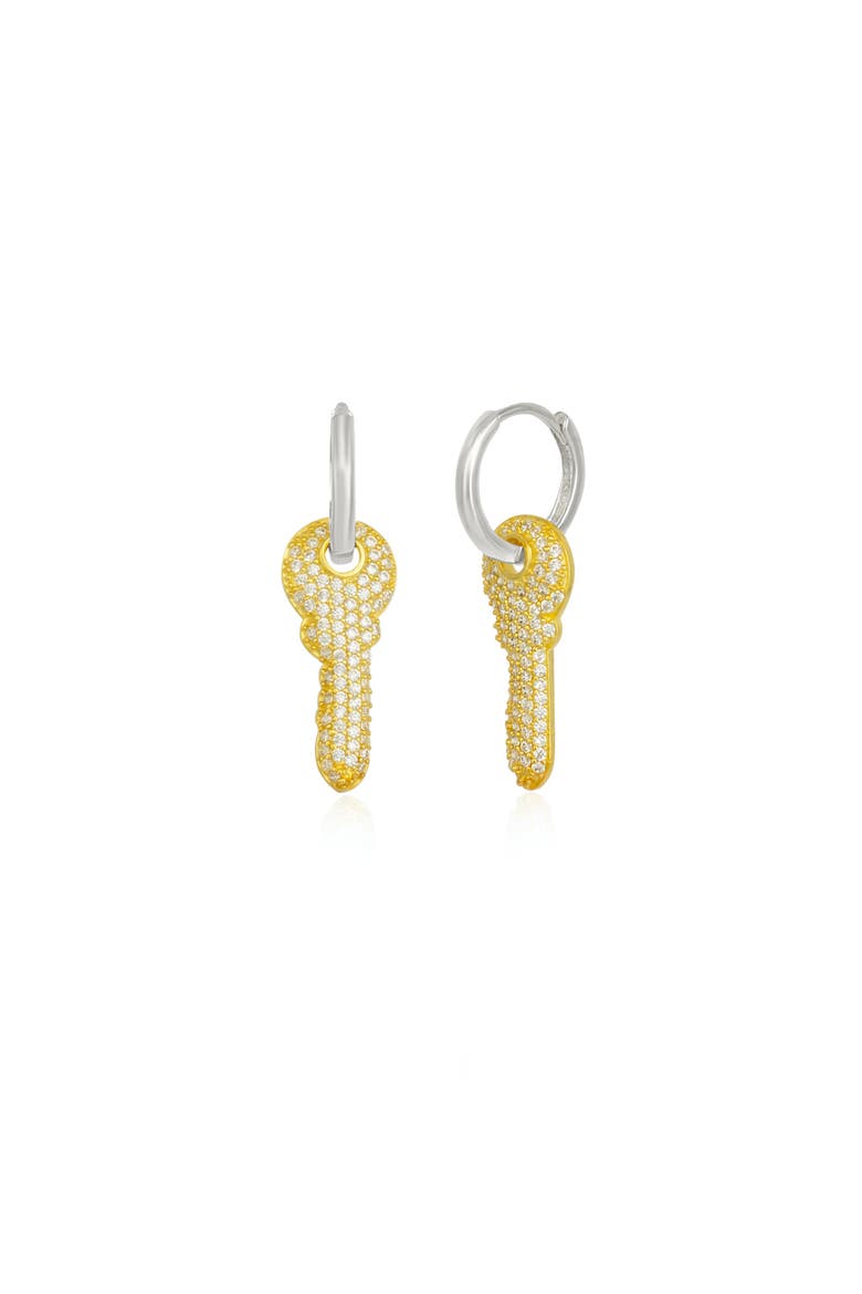 Key Silver Hoop Sterling Silver Earring, Main, color, Gold