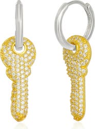 Spero London Key Silver Hoop Sterling Silver Earring