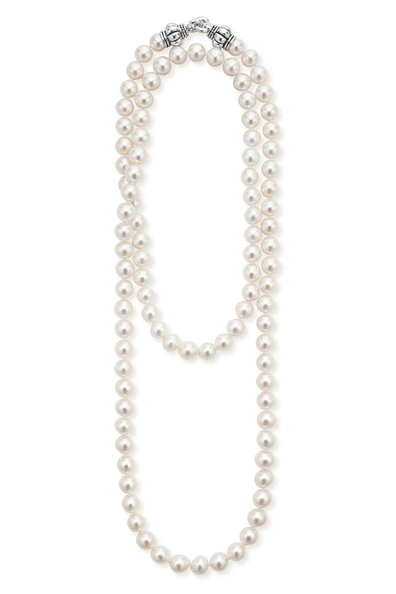 Luna Freshwater Pearl Necklace, Main, color, PEARL/ SILVER