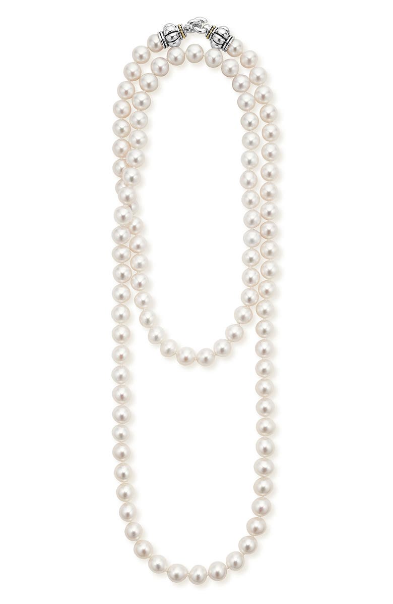 LAGOS Luna Freshwater Pearl Necklace, Main, color, Pearl/ Silver