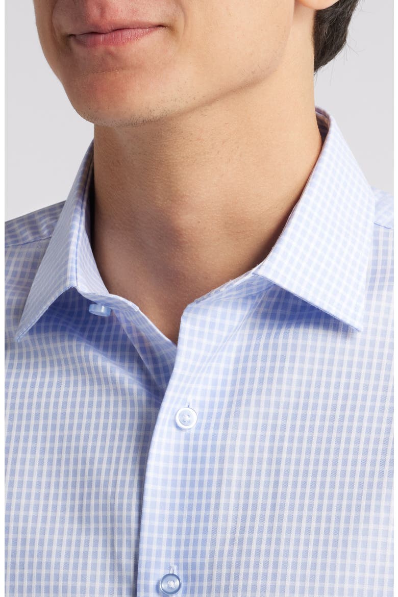 Trim Fit Textured Check Cotton Dress Shirt, Alternate, color, LIGHT BLUE