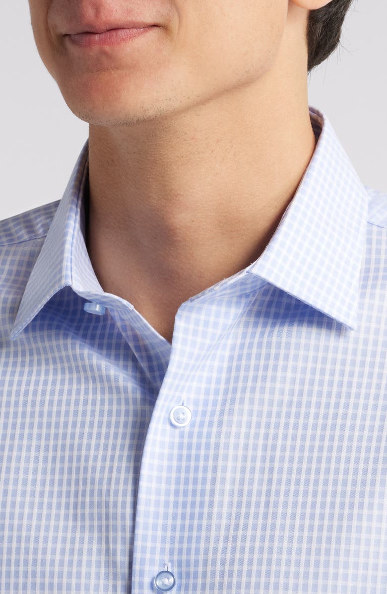 Lorenzo Uomo Trim Fit Textured Check Cotton Dress Shirt, Alternate, color, Light Blue