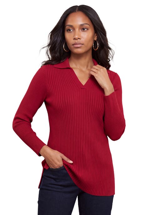 Ribbed Collar Sweater