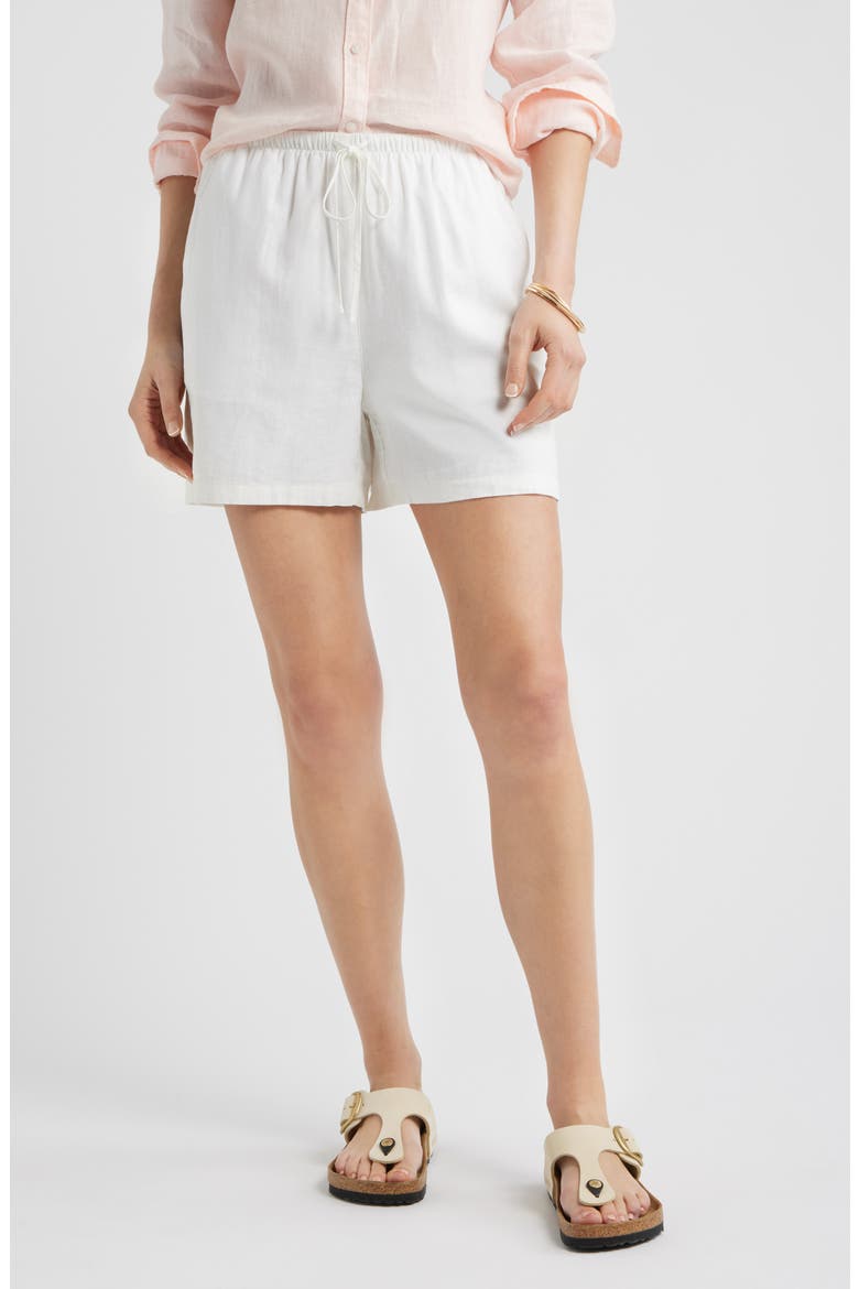 Easy Linen Blend Shorts, Main, color, WHITE