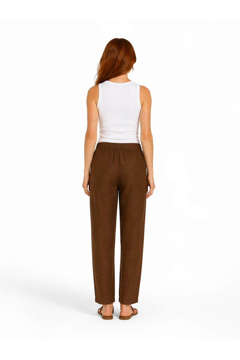 Tapered Linen Blend Trousers, Alternate, color, Light Chocolate