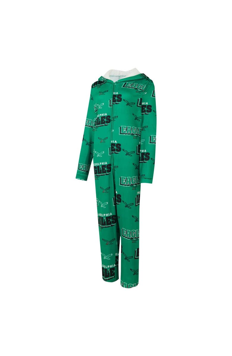 CONCEPTS SPORT Women's Concepts Sport Kelly Green Philadelphia Eagles Throwback Roadway Allover Print Microfleece Full-Zip Union Suit, Alternate, color,