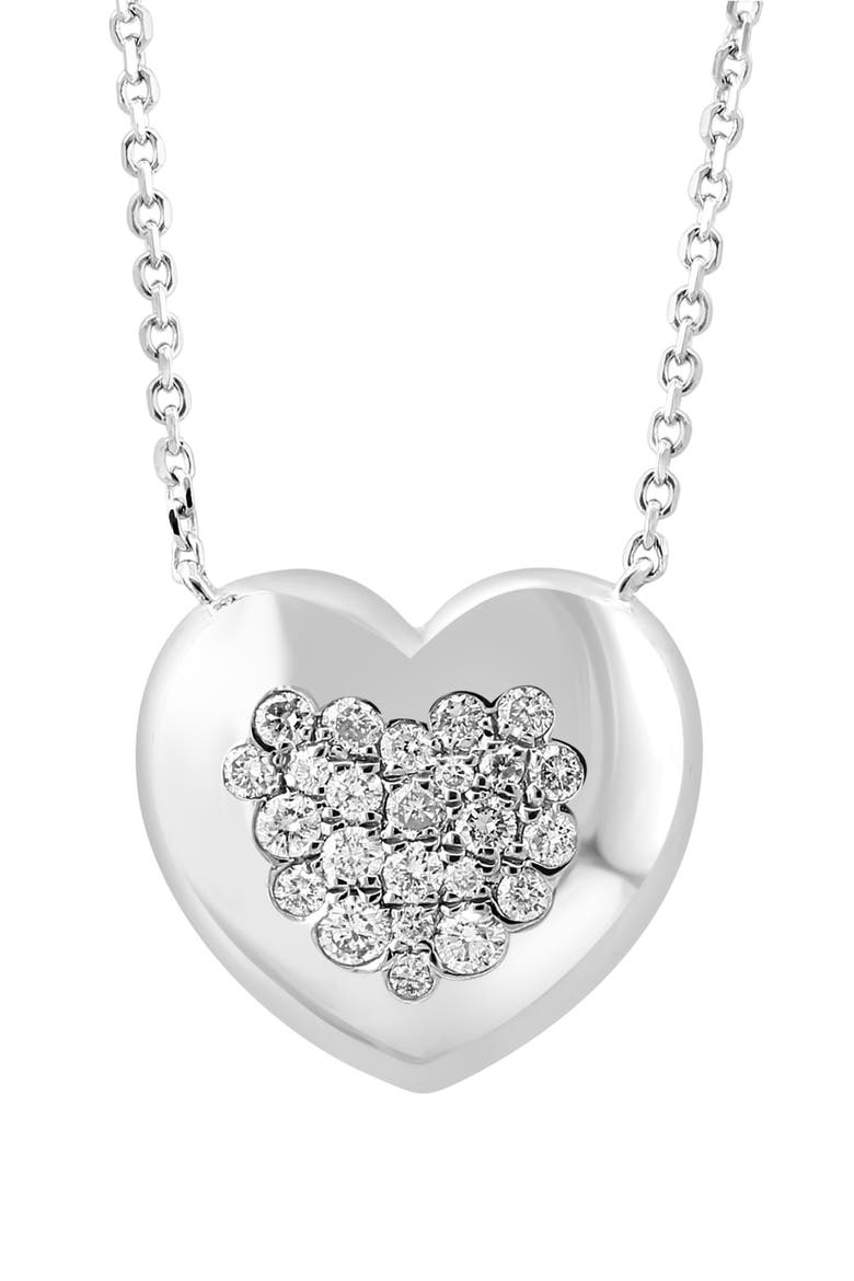 Sterling Silver Diamond Heart Pendant Necklace, Alternate, color, SILVER