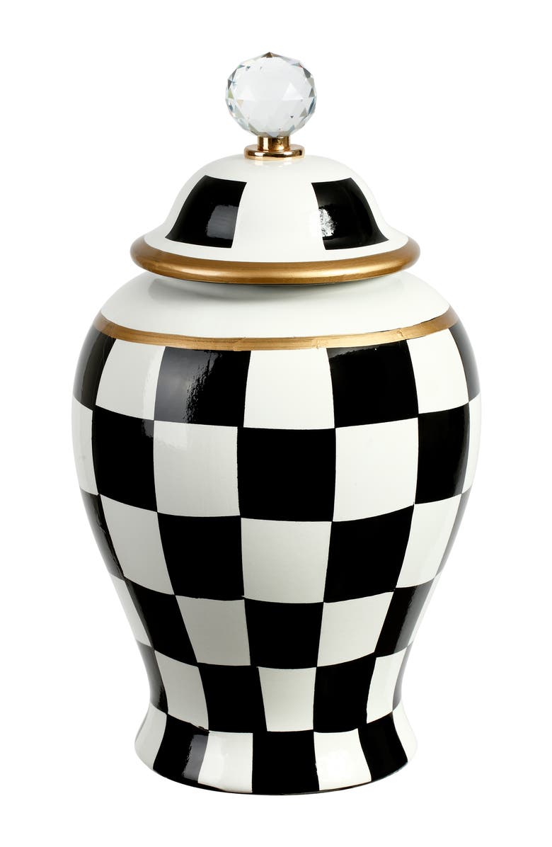 Mark Roberts Checkered Urn with Lid, Medium, Main, color, Black