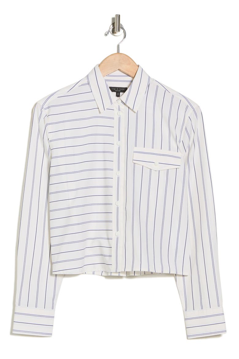 Mina Multistripe Button-Up Shirt, Alternate, color, IVORY MULTI