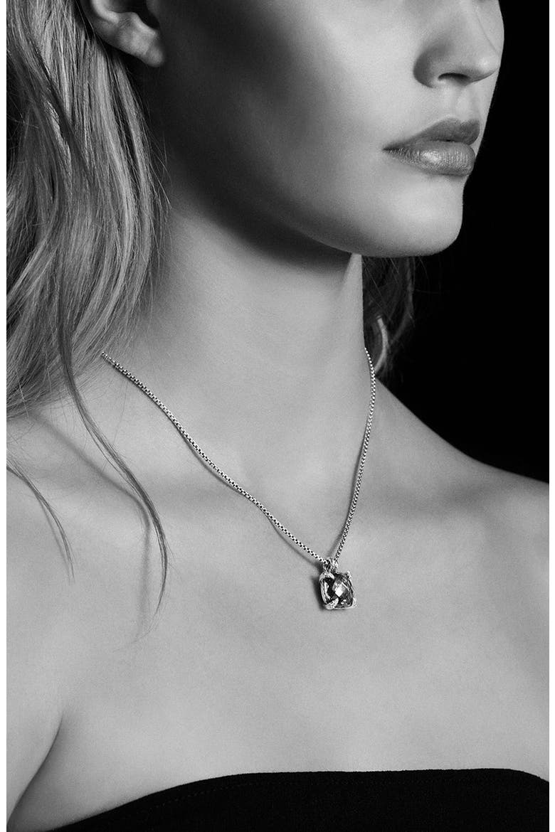 Châtelaine Pendant Necklace with Semiprecious Stone and Diamonds, Alternate, color, SILVER/ HAMPTON BLUE TOPAZ