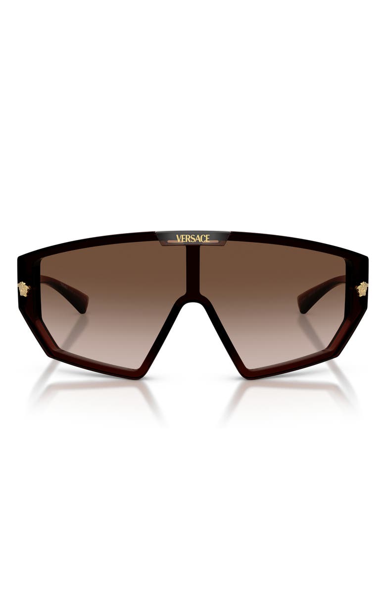 Versace Medusa Horizon 147mm Shield Sunglasses, Main, color, Transparent Brown / Brown