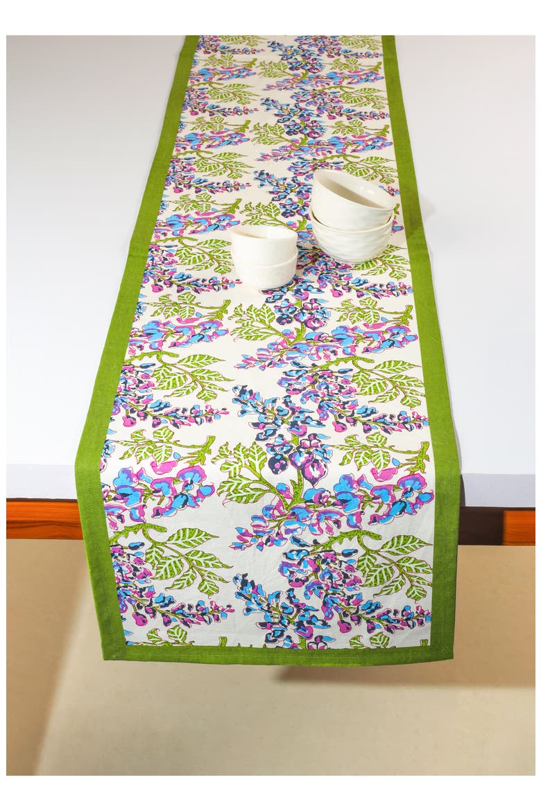 Print Cotton Table Runner, Alternate, color, GREEN/ BLUE