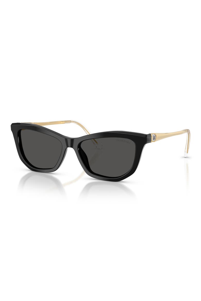 56mm Cat Eye Sunglasses, Alternate, color, BLACK / DARK GREY