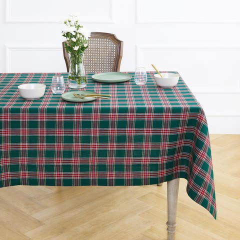 Linen Tablecloth - Green Tartan Plaid
