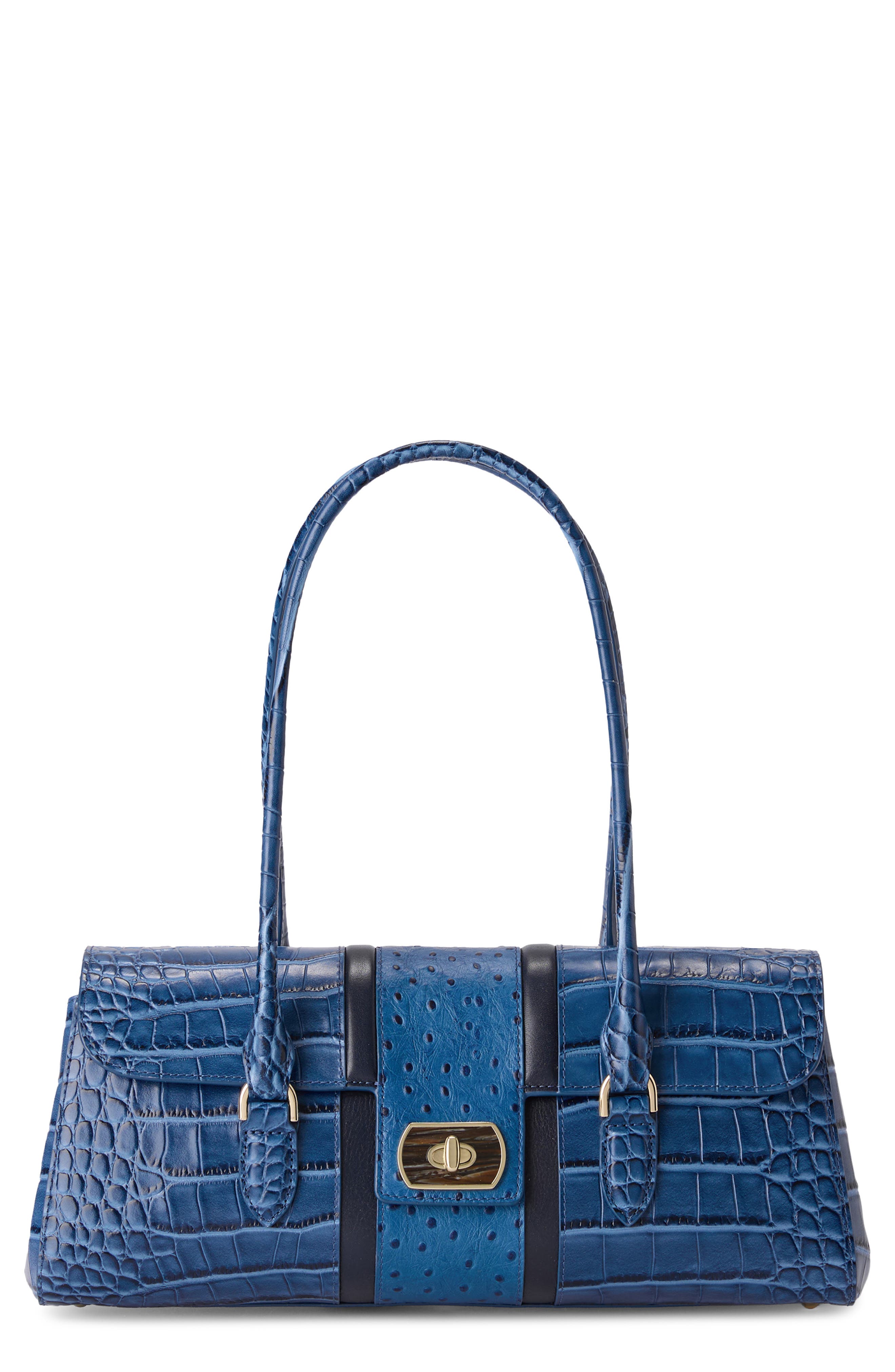 Dayan Embossed Leather Shoulder Bag, Main, color, RETRO BLUE
