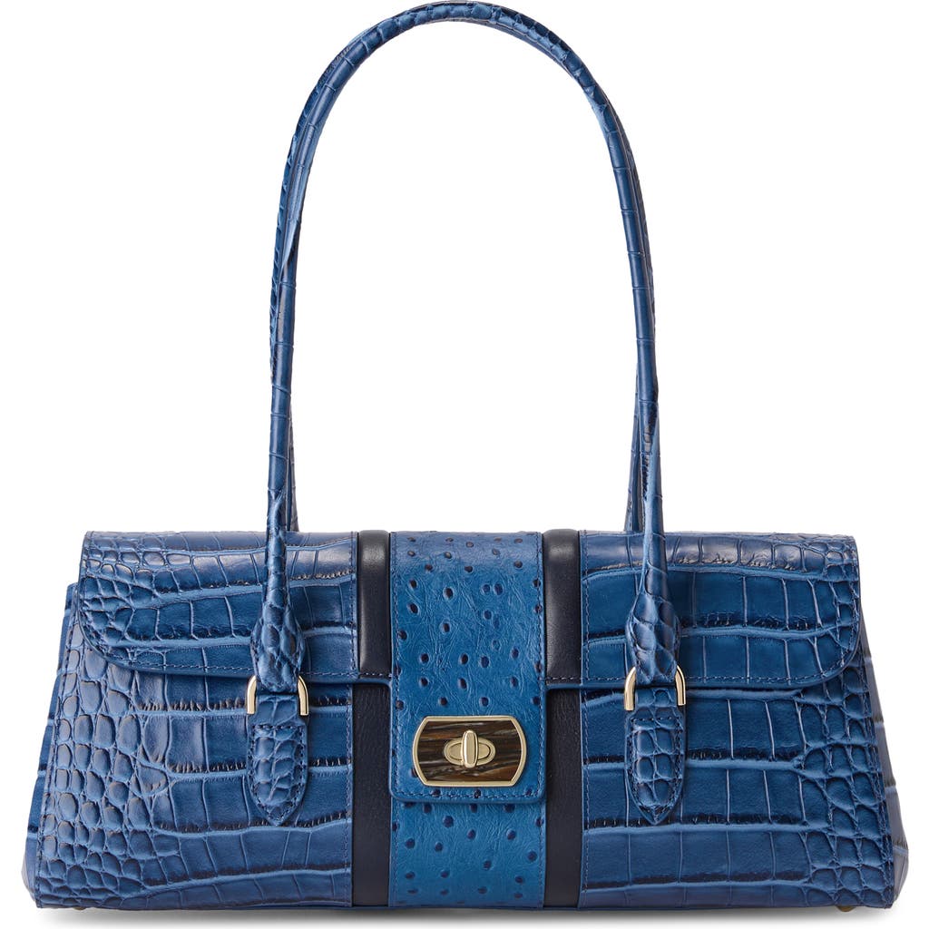 Brahmin Dayan Embossed Leather Shoulder Bag In Blue