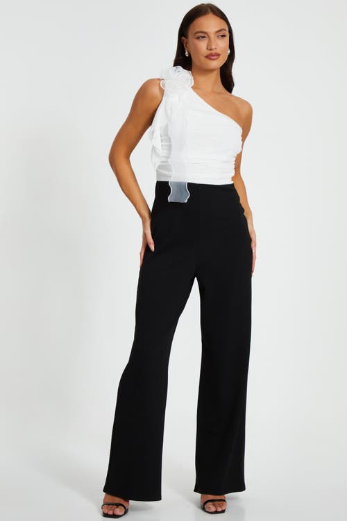 Quiz Scuba Mesh Asymmetric Jumpsuit In Black