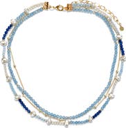 Panacea Beaded Faux Pearl Multirow Necklace