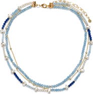 Panacea Beaded Faux Pearl Multirow Necklace