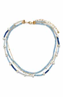 Panacea Beaded Faux Pearl Multirow Necklace