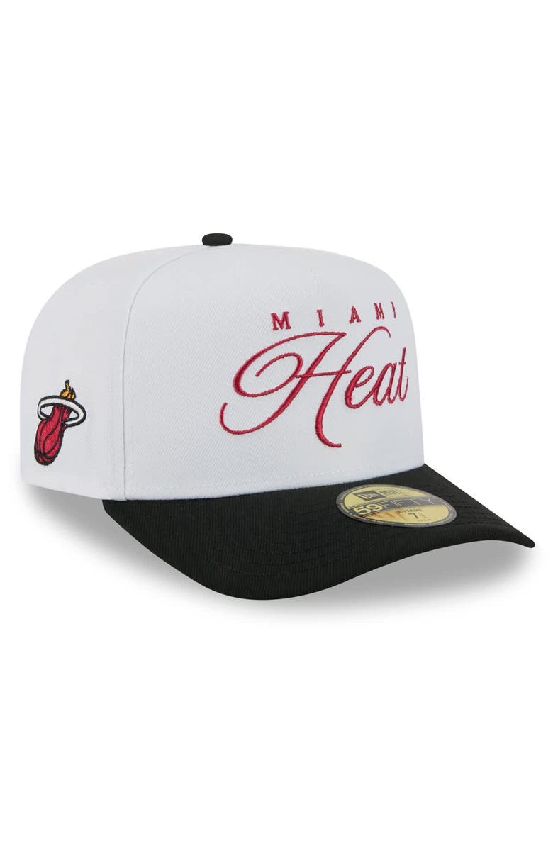 New Era Men's New Era White/Black Miami Heat 2025 NBA Draft A-Frame 59FIFTY Fitted Hat, Main, color, 