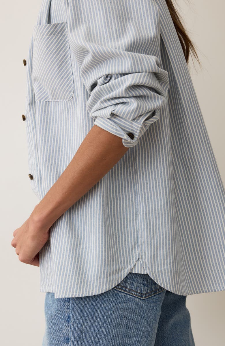 Marine Layer Jane California Relaxed Stripe Button-Up Shirt, Alternate, color, Blue Stripe