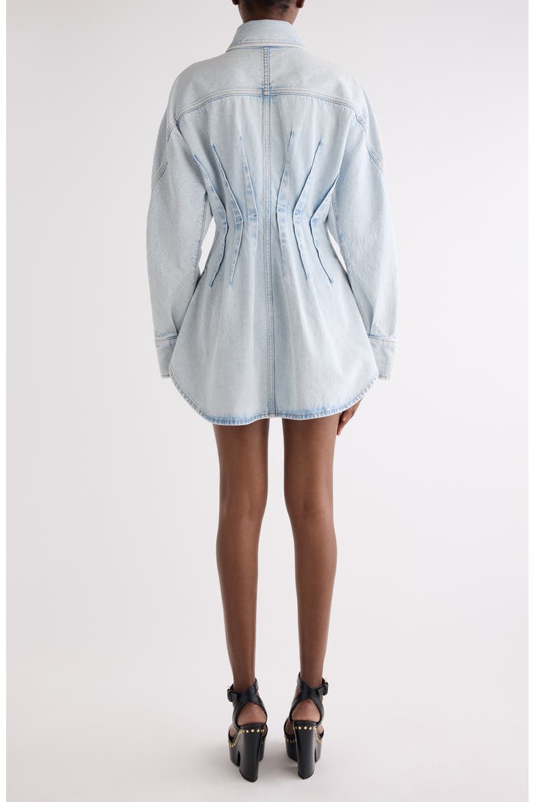 Long Sleeve Shaped Denim Minidress, Alternate, color, LIGHT BLUE