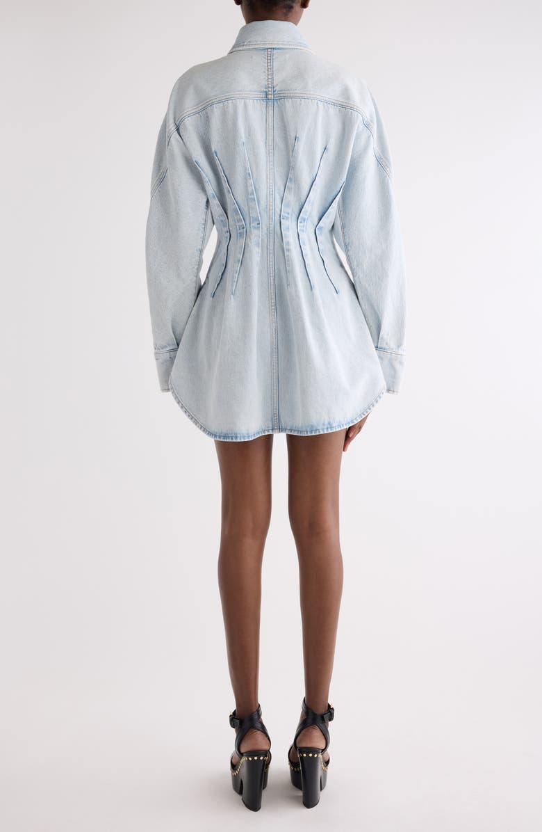 Givenchy Long Sleeve Shaped Denim Minidress, Alternate, color, Light Blue