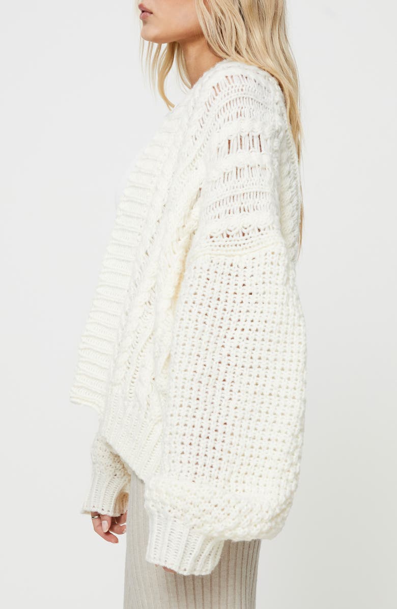 Princess Polly Abner Open Stitch Cardigan, Alternate, color, Light Beige