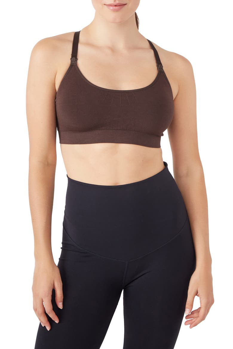 Seamless Yoga Nursing Bralette, Main, color, CHOCOLATE