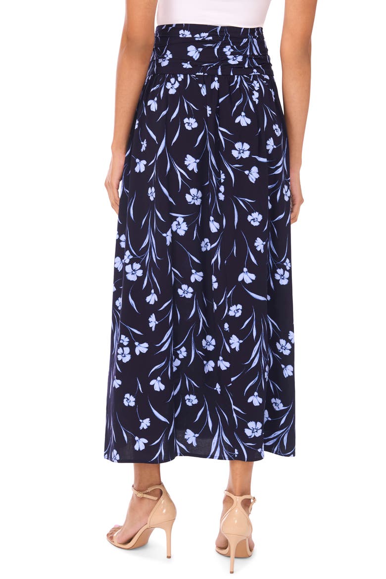 Floral Shirred Maxi Skirt, Alternate, color, CLASSIC NAVY