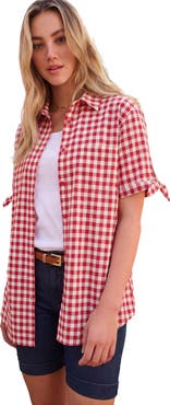 Roaman's Tie Sleeve Button Down Shirt