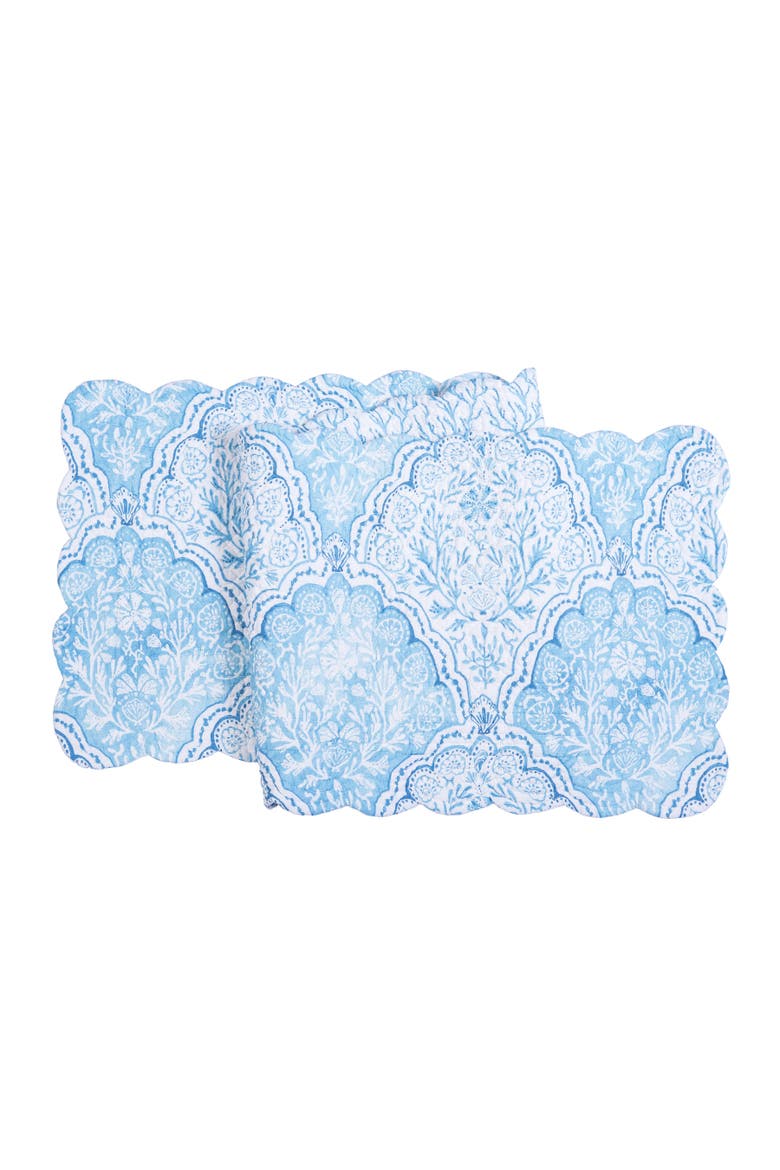 Chinoiserie Coast 100% Cotton Graphic Print Quilt Table Runner 14" x 51", Main, color, Blue