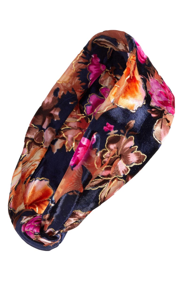Berry Knotted Velvet Head Wrap, Main, color, 