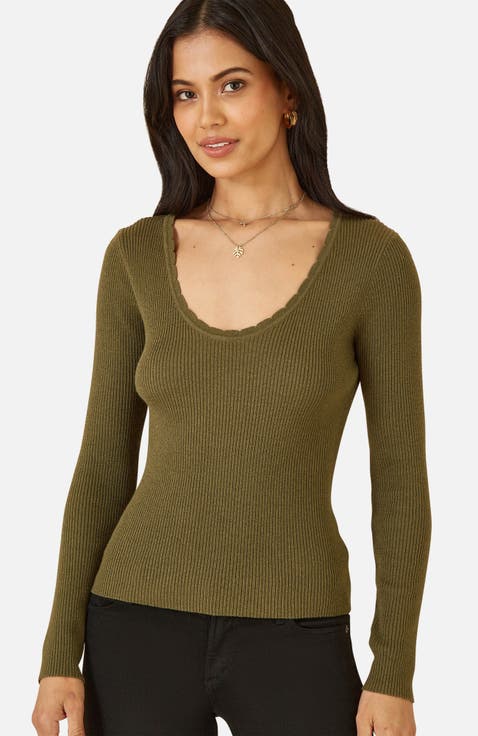 Metallic Knitted Ribbed Top